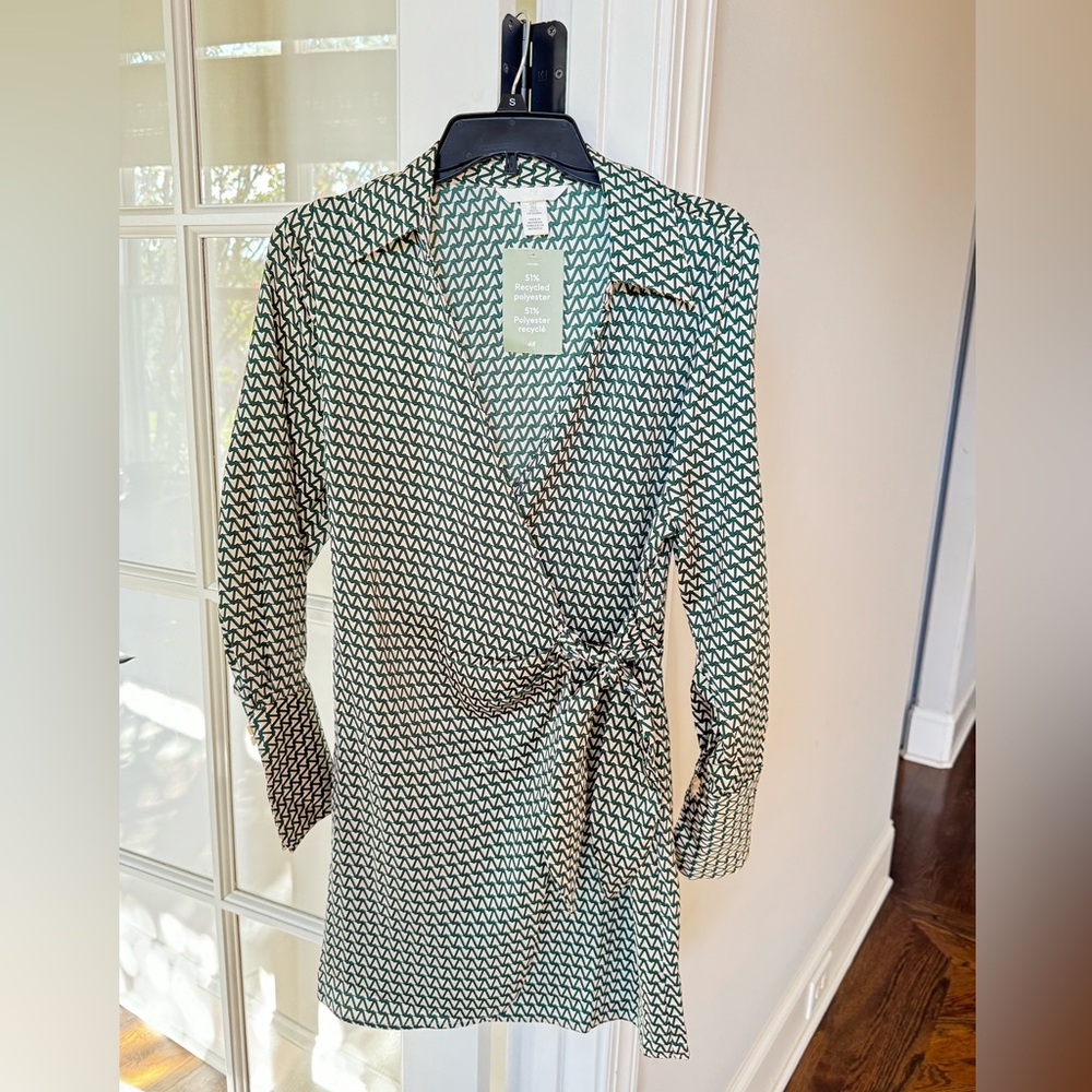H&M Green print Wrap Dress